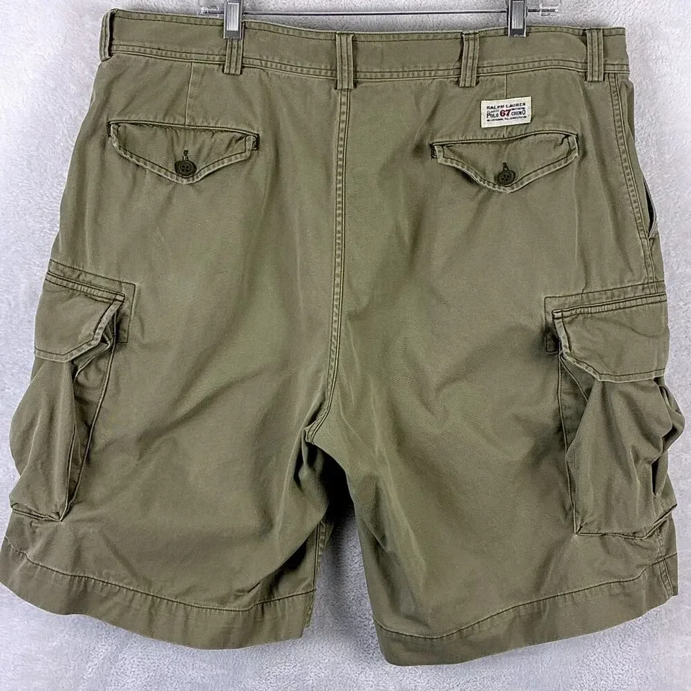 VTG Polo Ralph Lauren Cargo Shorts Men 40 Olive Baggy Preppy Grunge Military Y2K